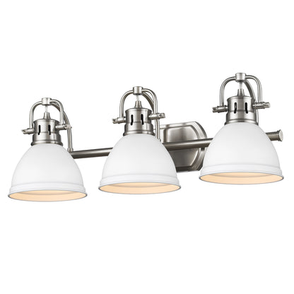 Yep by Golden Lighting Duncan 3-light Vanity in Pewter and Matte White shade - - Golden Lighting