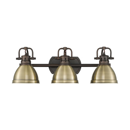 Yep by Golden Lighting Duncan 3-light Vanity in Rubbed Bronze and Aged Brass shade - - Golden Lighting