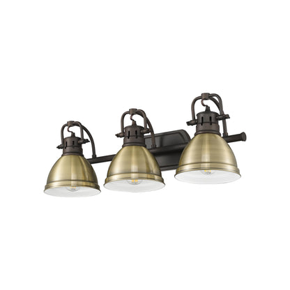 Yep by Golden Lighting Duncan 3-light Vanity in Rubbed Bronze and Aged Brass shade - - Golden Lighting