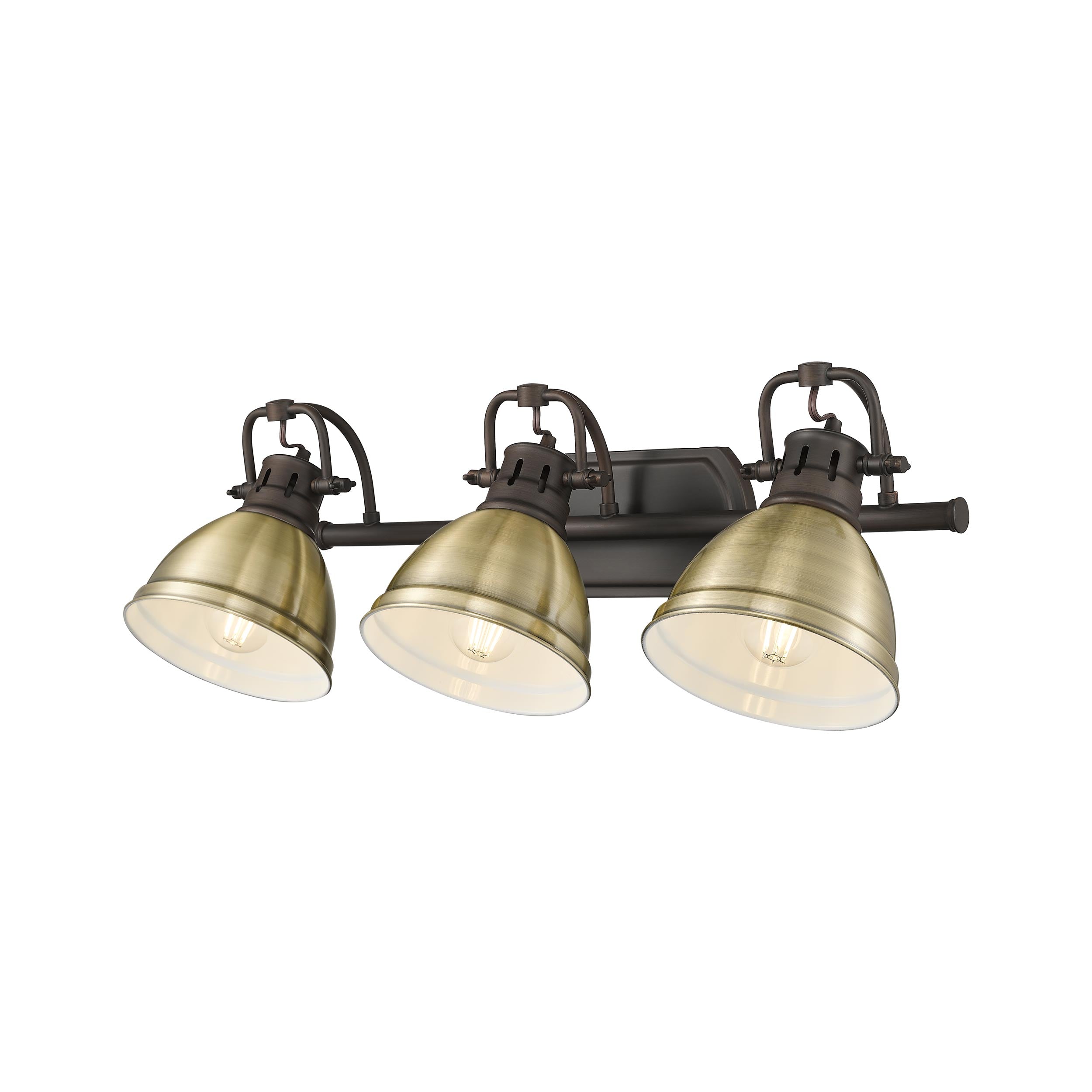 Yep by Golden Lighting Duncan 3-light Vanity in Rubbed Bronze and Aged Brass shade - - Golden Lighting