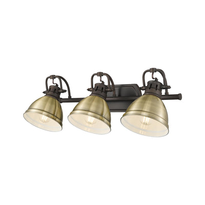 Yep by Golden Lighting Duncan 3-light Vanity in Rubbed Bronze and Aged Brass shade - - Golden Lighting