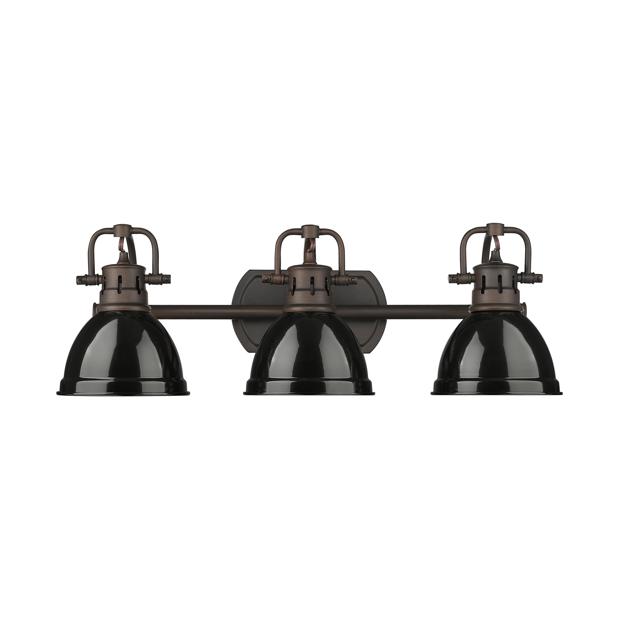 Yep by Golden Lighting Duncan 3-light Vanity in Rubbed Bronze and Black shade - - Golden Lighting