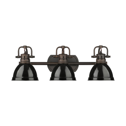 Yep by Golden Lighting Duncan 3-light Vanity in Rubbed Bronze and Black shade - - Golden Lighting