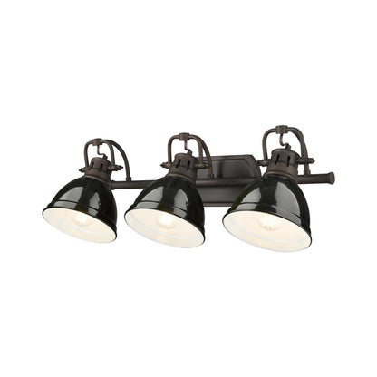 Yep by Golden Lighting Duncan 3-light Vanity in Rubbed Bronze and Black shade - - Golden Lighting