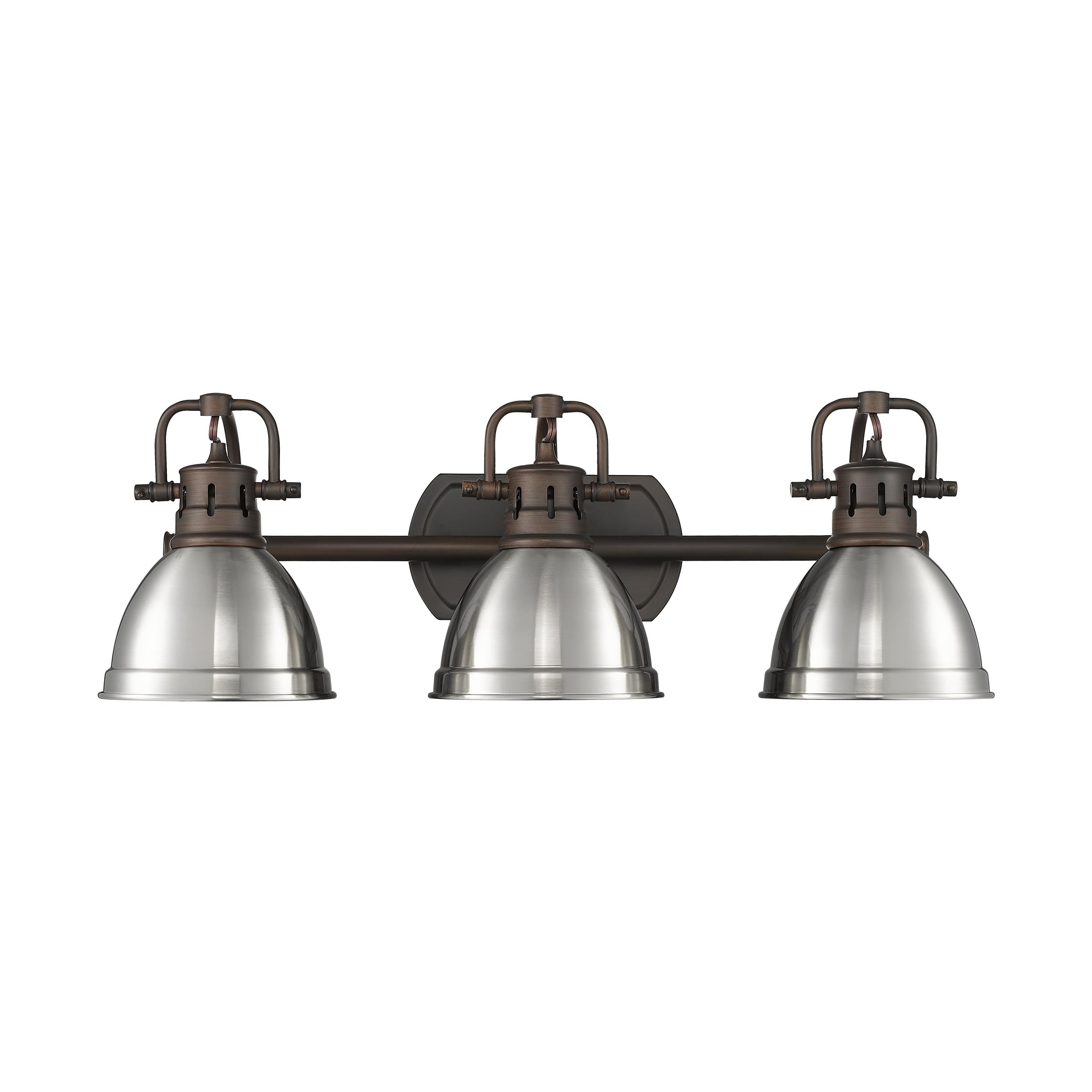 Yep by Golden Lighting Duncan 3-light Vanity in Rubbed Bronze and Pewter shade - - Golden Lighting