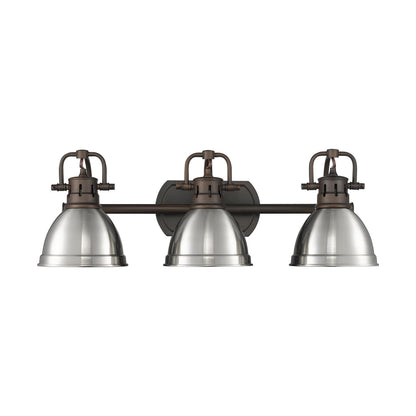 Yep by Golden Lighting Duncan 3-light Vanity in Rubbed Bronze and Pewter shade - - Golden Lighting
