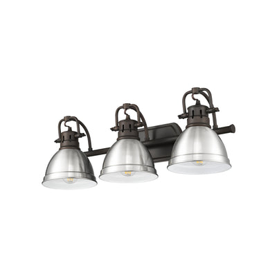 Yep by Golden Lighting Duncan 3-light Vanity in Rubbed Bronze and Pewter shade - - Golden Lighting