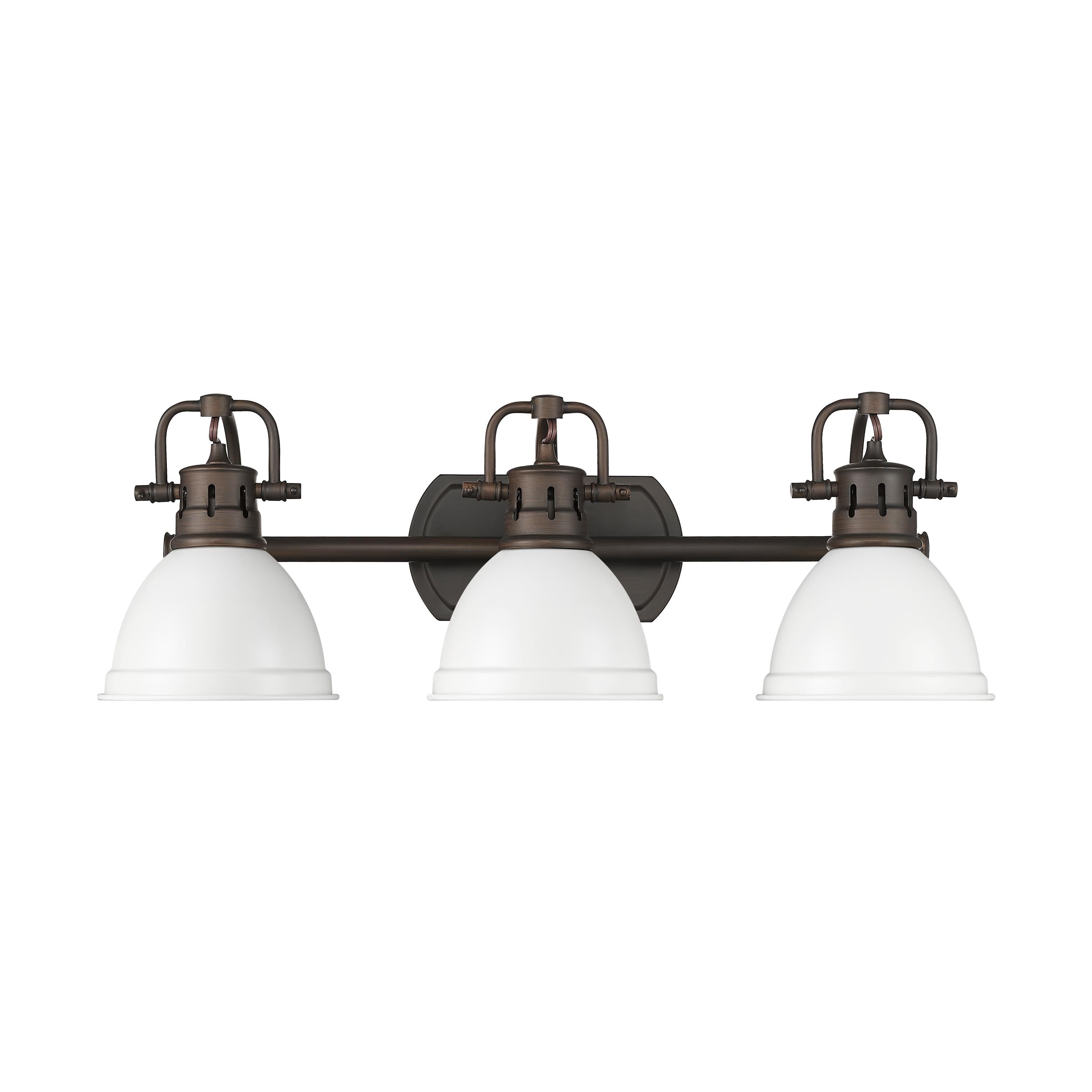 Yep by Golden Lighting Duncan 3-light Vanity in Rubbed Bronze and Matte White shade - - Golden Lighting