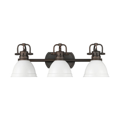 Yep by Golden Lighting Duncan 3-light Vanity in Rubbed Bronze and Matte White shade - - Golden Lighting