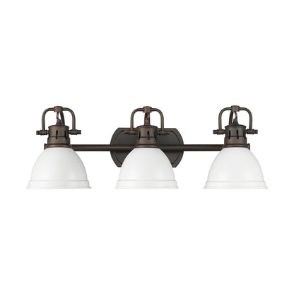 Yep by Golden Lighting Duncan 3-light Vanity in Rubbed Bronze and Matte White shade - - Golden Lighting