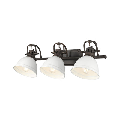 Yep by Golden Lighting Duncan 3-light Vanity in Rubbed Bronze and Matte White shade - - Golden Lighting