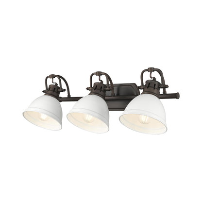 Yep by Golden Lighting Duncan 3-light Vanity in Rubbed Bronze and Matte White shade - - Golden Lighting