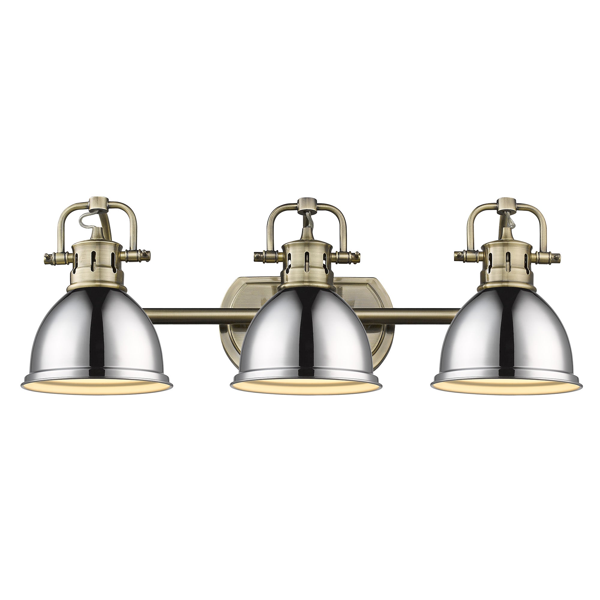 Duncan 3-Light Bath Vanity in Aged Brass with Chrome - Default Title - Golden Lighting