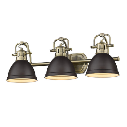 Yep by Golden Lighting Duncan 3-light Vanity in Aged Brass and Rubbed Bronze shade - - Golden Lighting