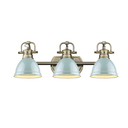 Duncan 3-Light Bath Vanity in Aged Brass with Seafoam - Default Title - Golden Lighting