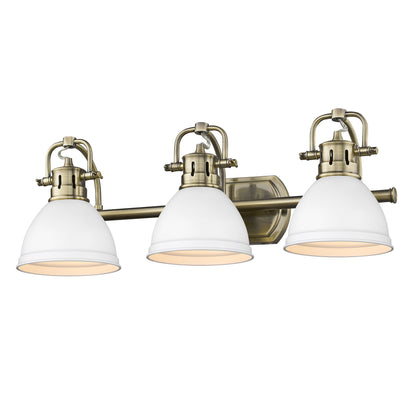 Duncan 3 Light Bath Vanity in Aged Brass with a Matte White Shade - Default Title - Golden Lighting