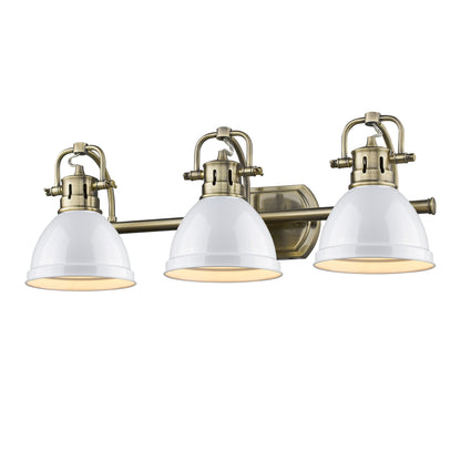 Yep by Golden Lighting Duncan 3-light Vanity in Aged Brass and White shade - - Golden Lighting