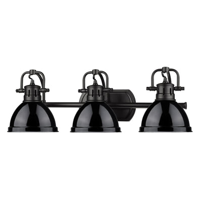 Yep by Golden Lighting Duncan 3-light Vanity in Matte Black and Black shade - - Golden Lighting