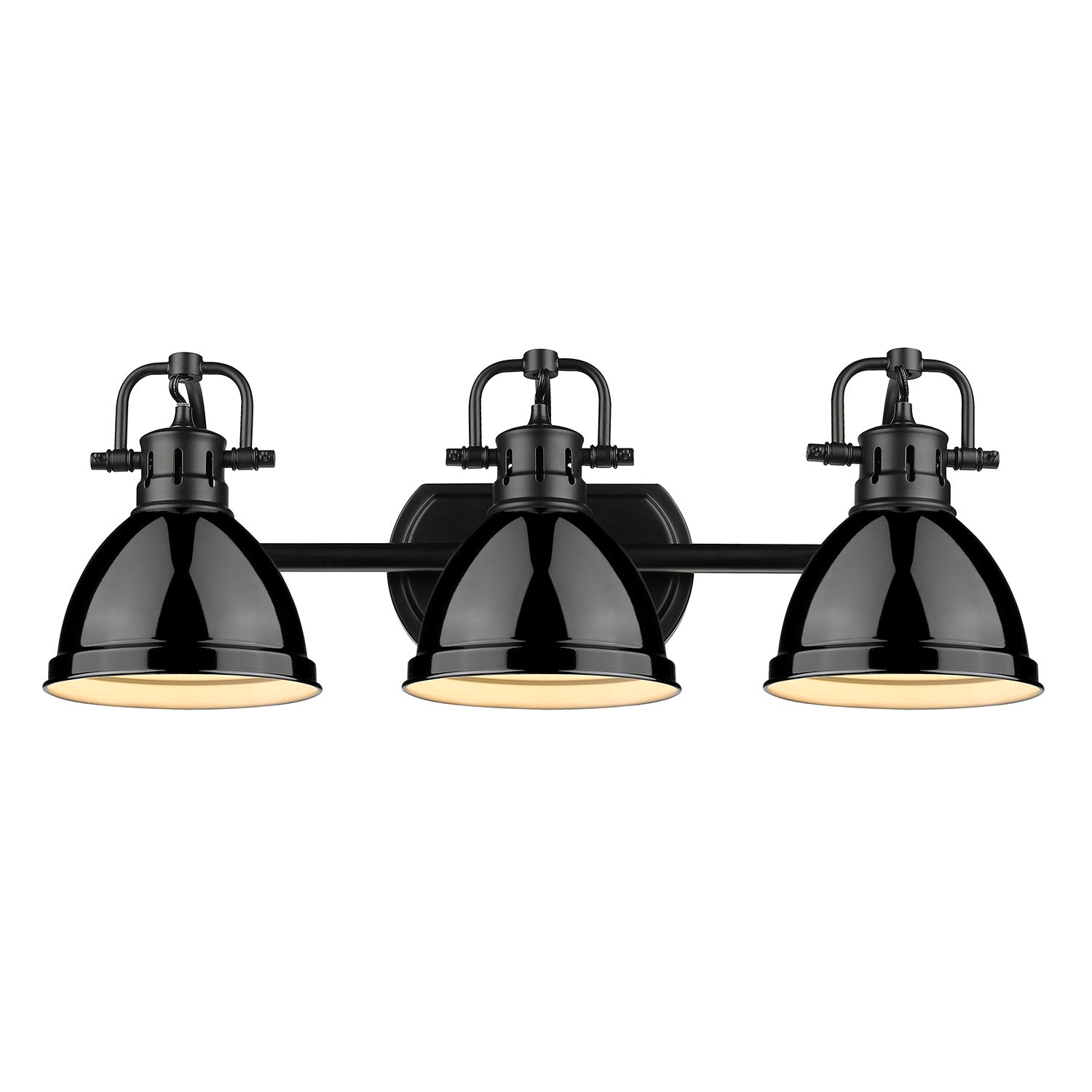 Duncan 3 Light Bath Vanity in Matte Black with a Black Shade - - Golden Lighting