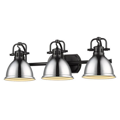 Yep by Golden Lighting Duncan 3-light Vanity in Matte Black and Chrome shade
