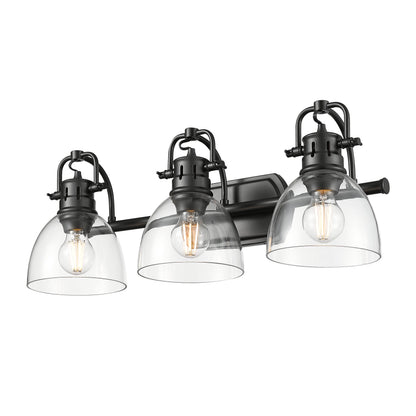Yep by Golden Lighting Duncan 3-light Vanity in Matte Black and Clear Glass