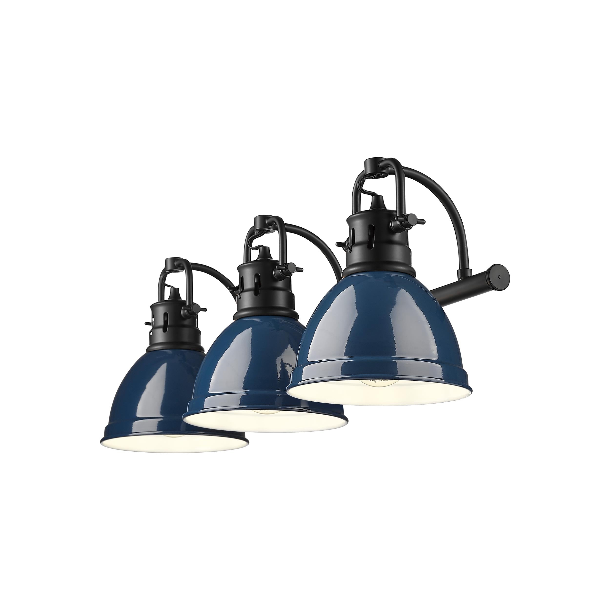 Duncan 3-Light Bath Vanity in Matte Black with Matte Navy - Default Title - Golden Lighting