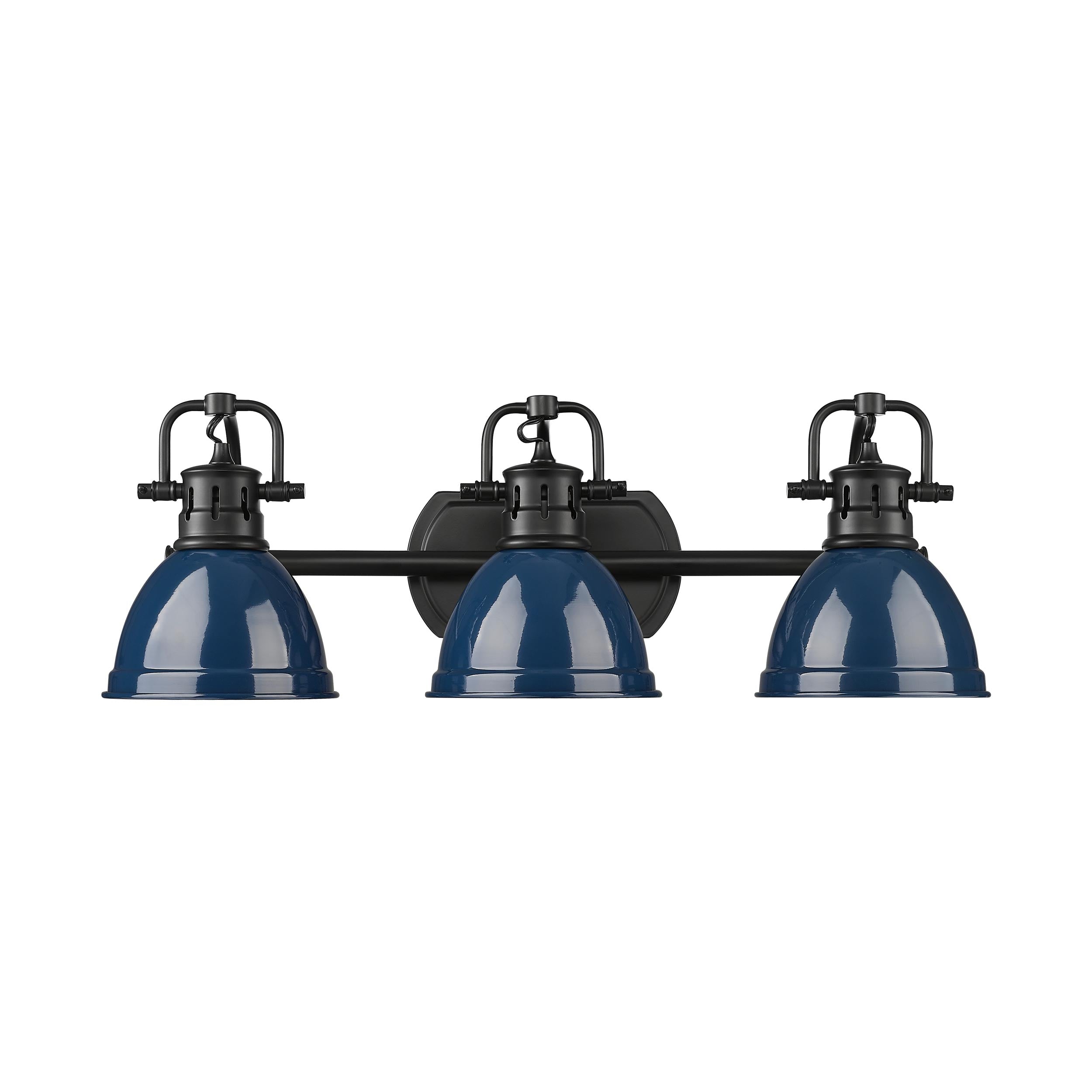 Duncan 3-Light Bath Vanity in Matte Black with Matte Navy - - Golden Lighting