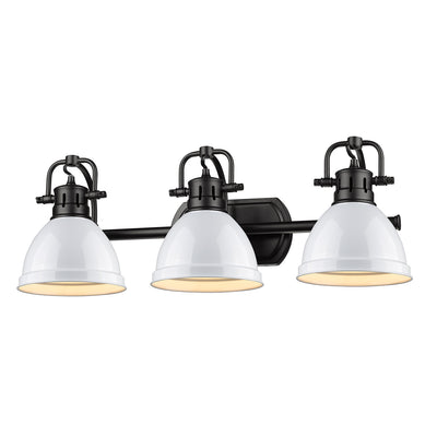 Yep by Golden Lighting Duncan 3-light Vanity in Matte Black and White shade - - Golden Lighting