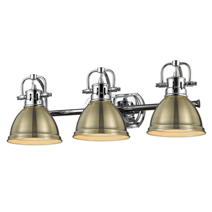 Yep by Golden Lighting Duncan 3-light Vanity in Chrome and Aged Brass shade - - Golden Lighting