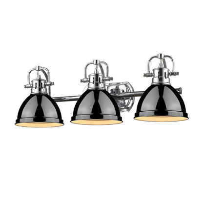 Yep by Golden Lighting Duncan 3-light Vanity in Chrome and Black shade - - Golden Lighting