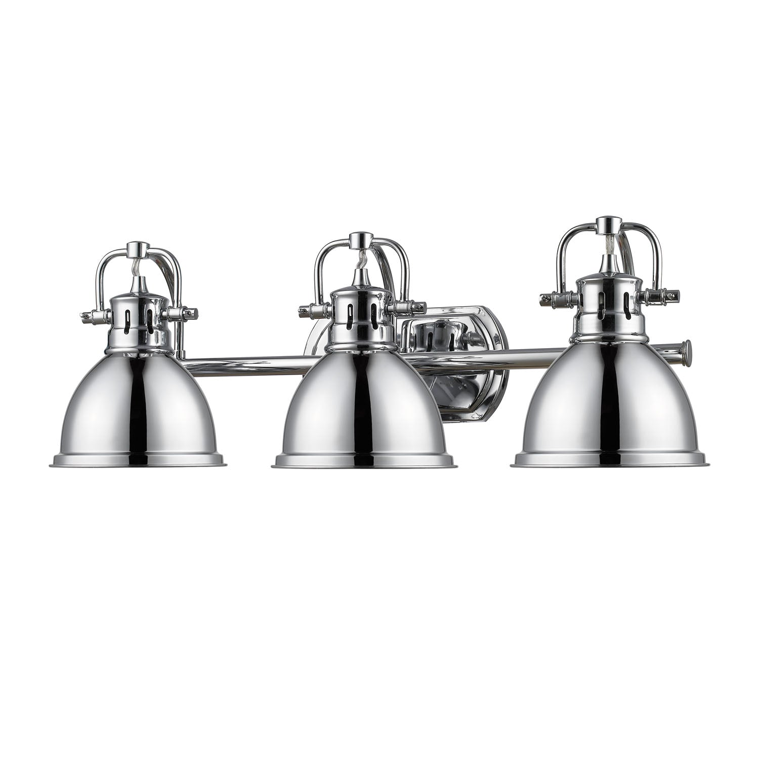 Duncan 3 Light Bath Vanity in Chrome with a Chrome Shade - - Golden Lighting