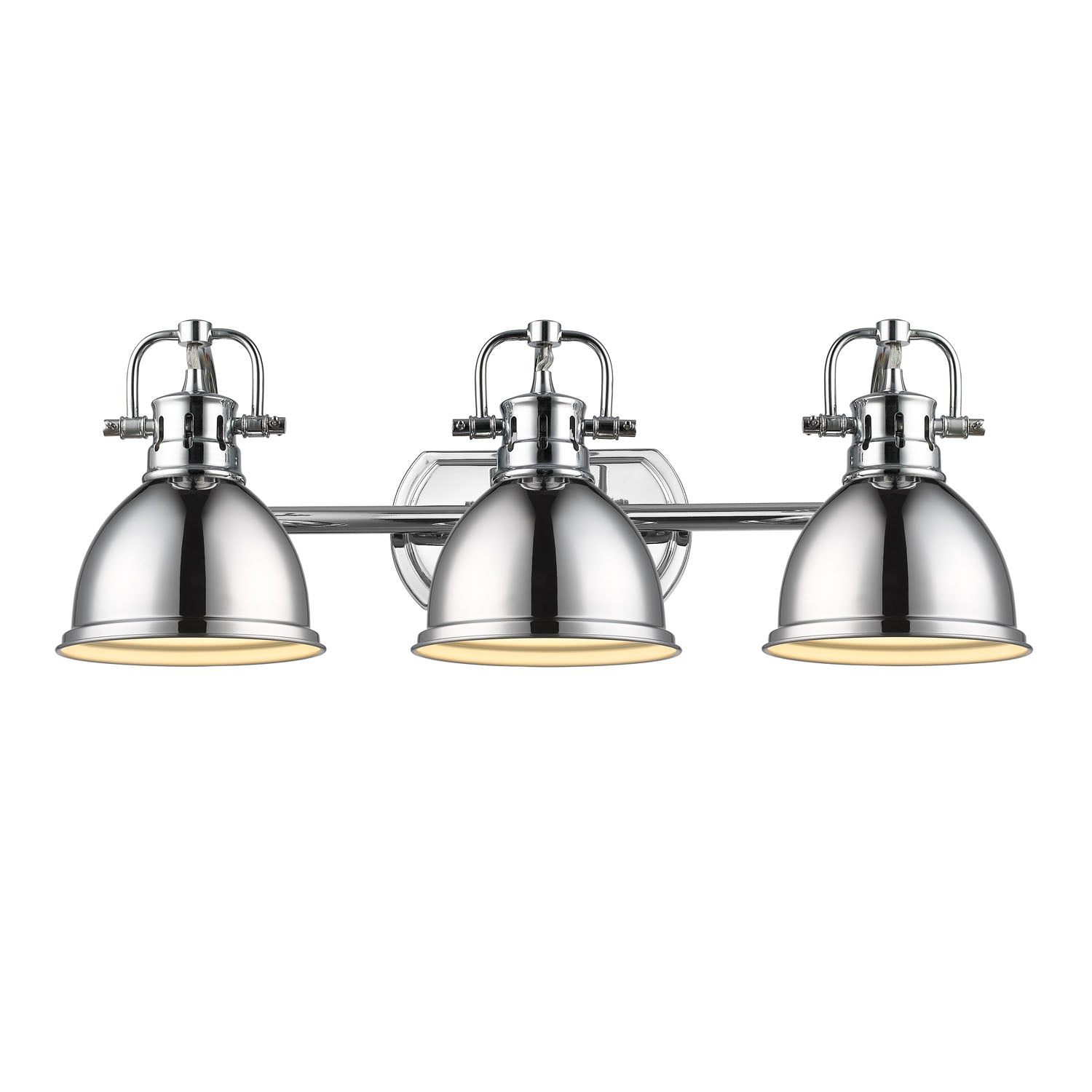 Duncan 3 Light Bath Vanity in Chrome with a Chrome Shade - Default Title - Golden Lighting