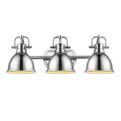 Duncan 3 Light Bath Vanity in Chrome with a Chrome Shade - Default Title - Golden Lighting