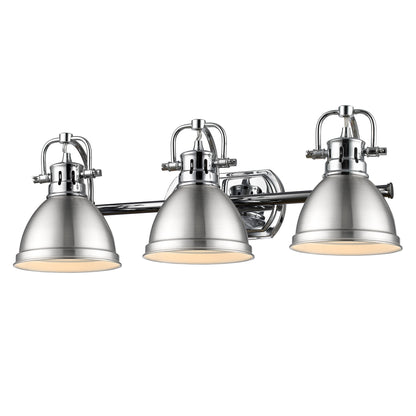 Yep by Golden Lighting Duncan 3-light Vanity in Chrome and Pewter shade - - Golden Lighting
