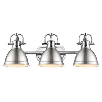 Duncan 3-Light Bath Vanity in Chrome with Pewter - Default Title - Golden Lighting