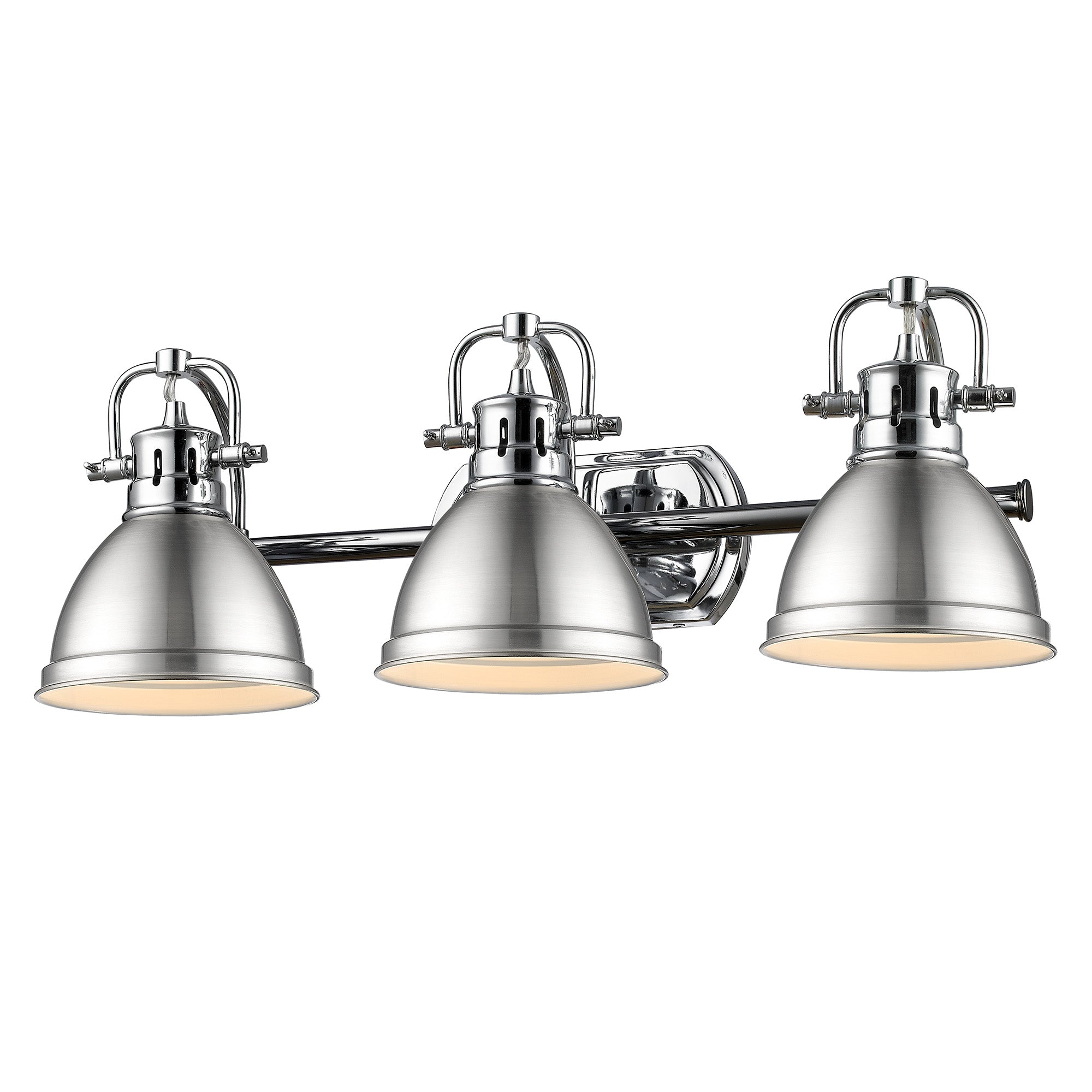 Duncan 3-Light Bath Vanity in Chrome with Pewter - - Golden Lighting