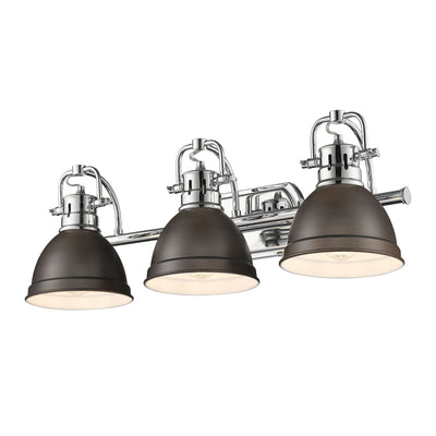 Yep by Golden Lighting Duncan 3-light Vanity in Chrome and Rubbed Bronze shade - - Golden Lighting