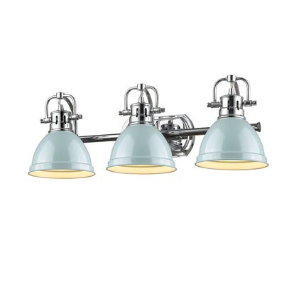 Yep by Golden Lighting Duncan 3-light Vanity in Chrome and Seafoam shade - - Golden Lighting