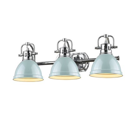 Yep by Golden Lighting Duncan 3-light Vanity in Chrome and Seafoam shade - - Golden Lighting