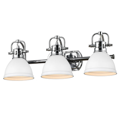 Yep by Golden Lighting Duncan 3-light Vanity in Chrome and Matte White shade - - Golden Lighting