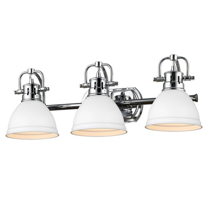 Yep by Golden Lighting Duncan 3-light Vanity in Chrome and Matte White shade