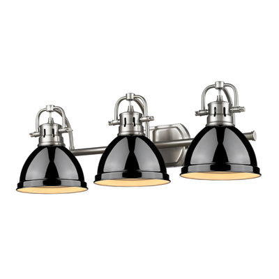 Yep by Golden Lighting Duncan 3-light Vanity in Pewter and Black shade - - Golden Lighting
