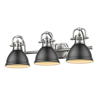 Yep by Golden Lighting Duncan 3-light Vanity in Pewter and Matte Black shade