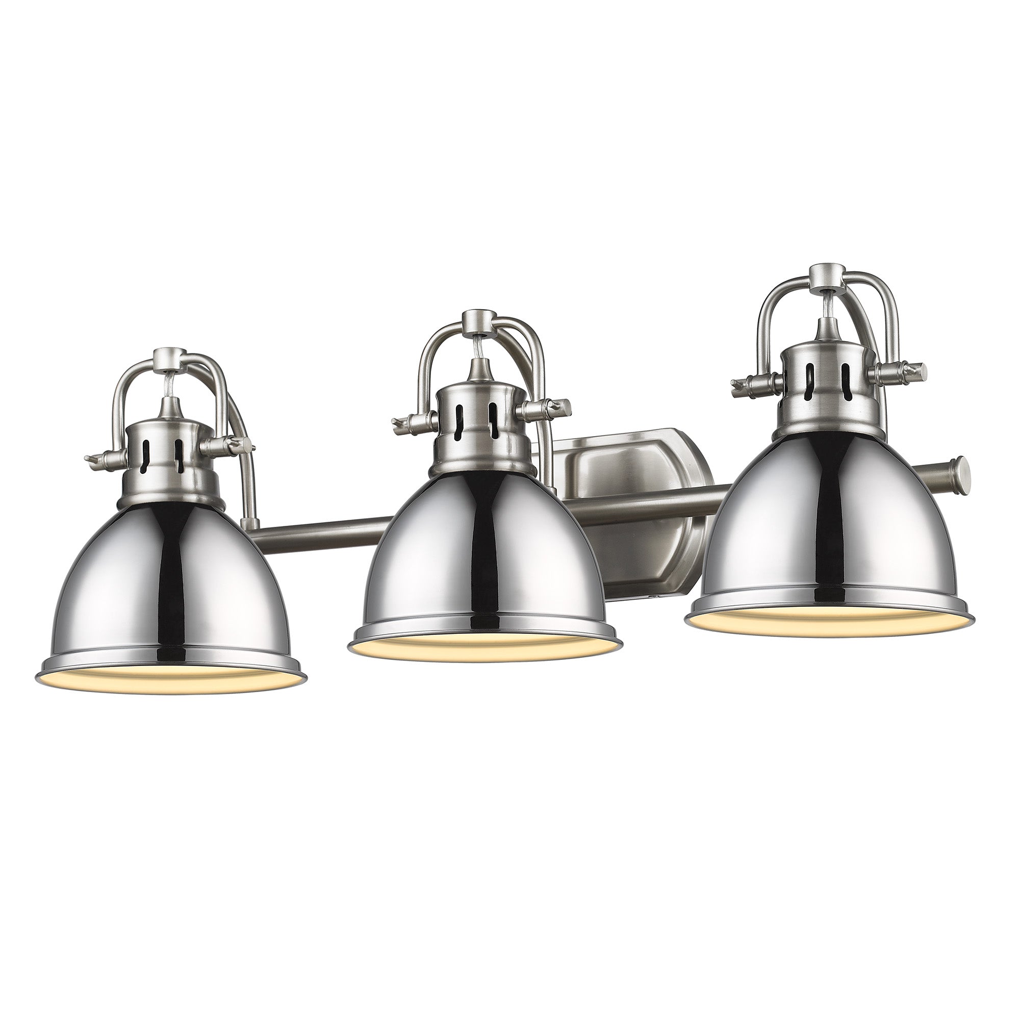 Duncan 3-Light Bath Vanity in Pewter with Chrome - - Golden Lighting