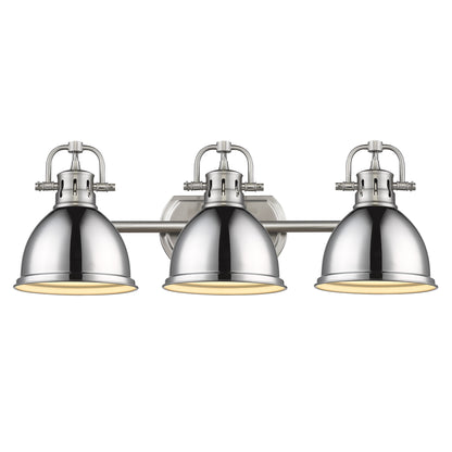 Duncan 3-Light Bath Vanity in Pewter with Chrome - Default Title - Golden Lighting
