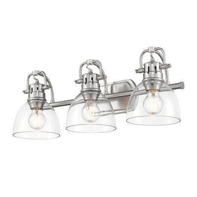 Yep by Golden Lighting Duncan 3-light Vanity in Pewter and Clear Glass - - Golden Lighting