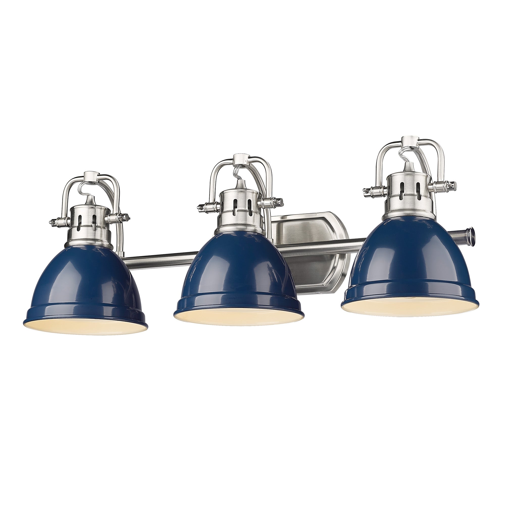 Yep by Golden Lighting Duncan 3-light Vanity in Pewter and Navy Blue shade