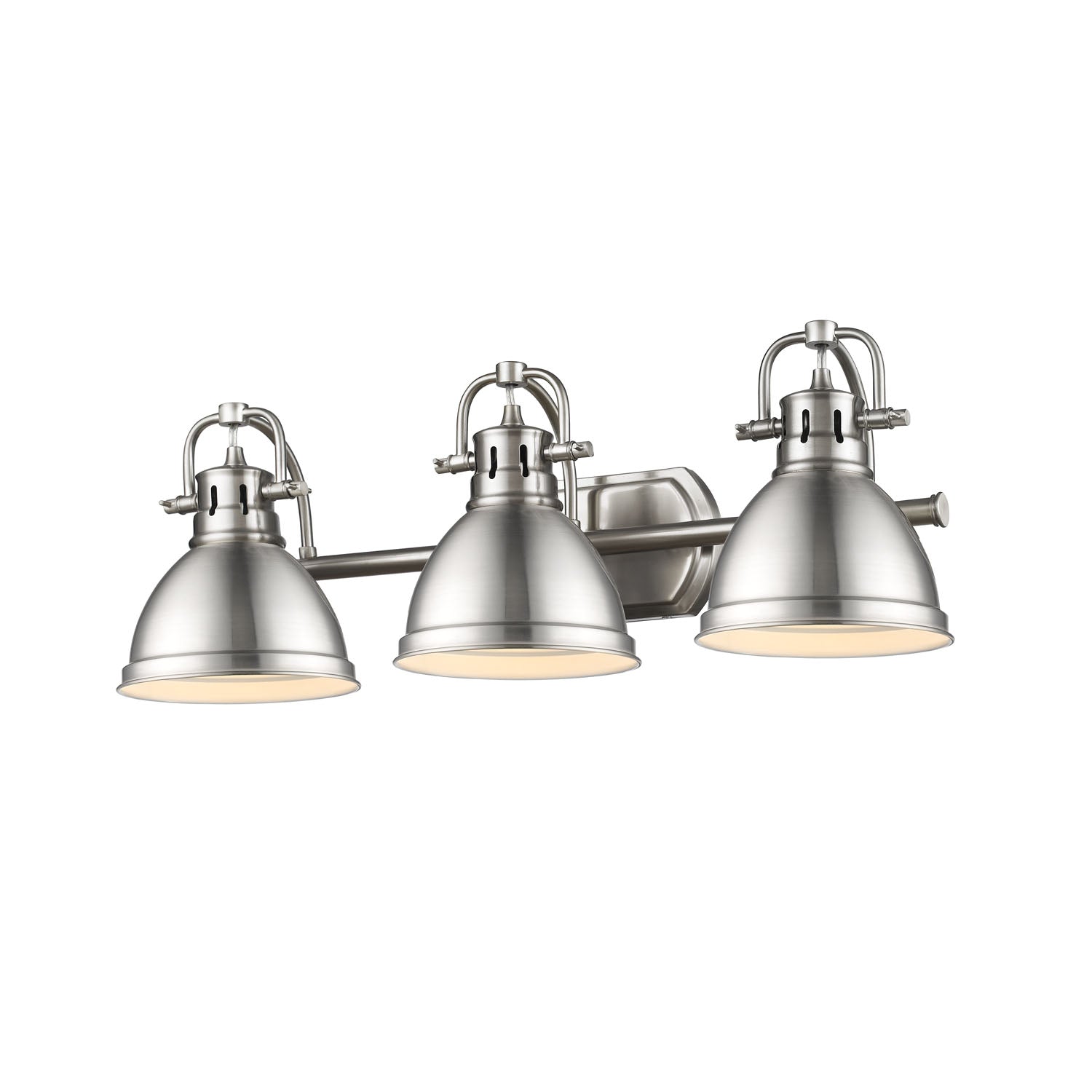 Duncan 3 Light Bath Vanity in Pewter with a Pewter Shade - - Golden Lighting