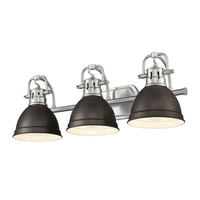 Yep by Golden Lighting Duncan 3-light Vanity in Pewter and Rubbed Bronze shade - - Golden Lighting