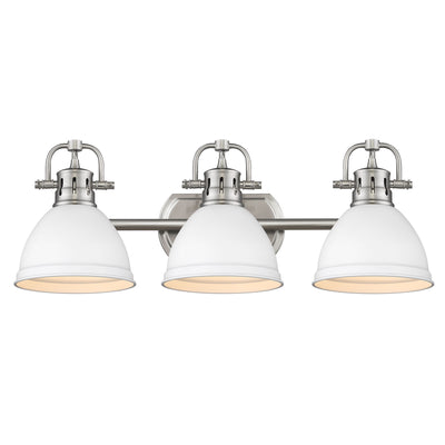 Yep by Golden Lighting Duncan 3-light Vanity in Pewter and Matte White shade - - Golden Lighting